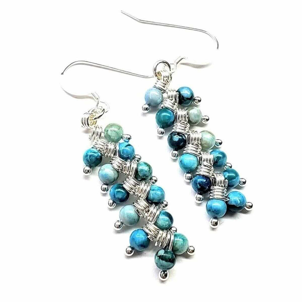Seen On Jane The Virgin Silver Turquoise Wire Coil Earrings - Che Cose Belle