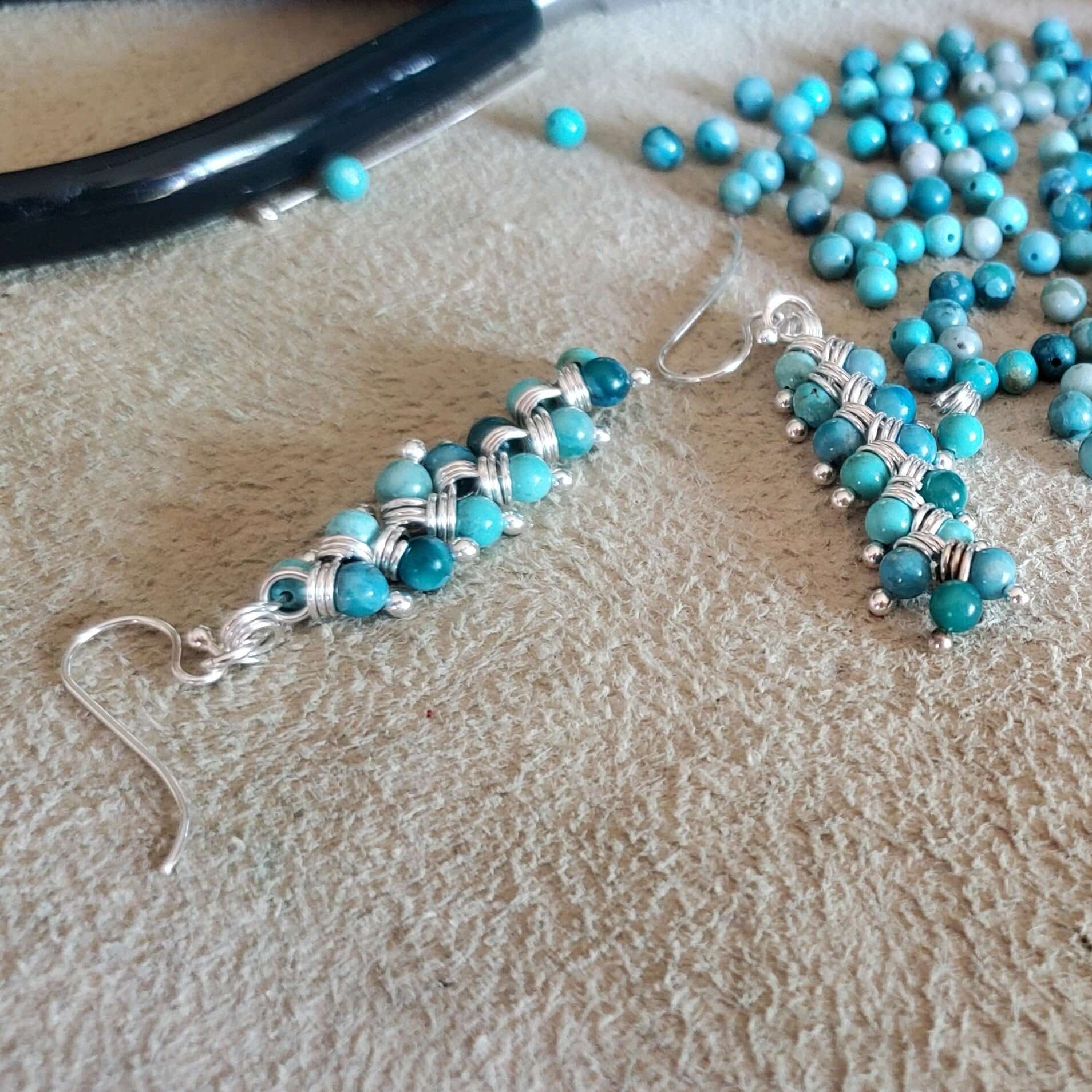 Seen On Jane The Virgin Silver Turquoise Wire Coil Earrings - Che Cose Belle