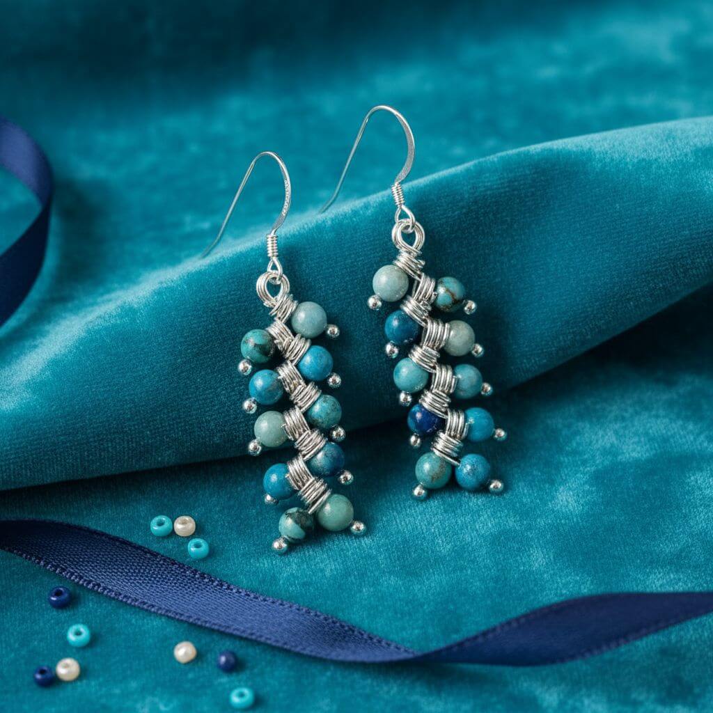 Seen On Jane The Virgin Silver Turquoise Wire Coil Earrings - Che Cose Belle