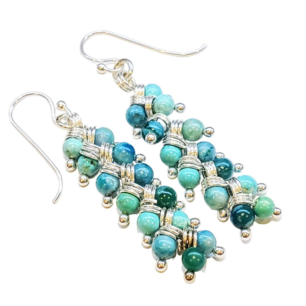 Seen On Jane The Virgin Silver Turquoise Wire Coil Earrings - Che Cose Belle