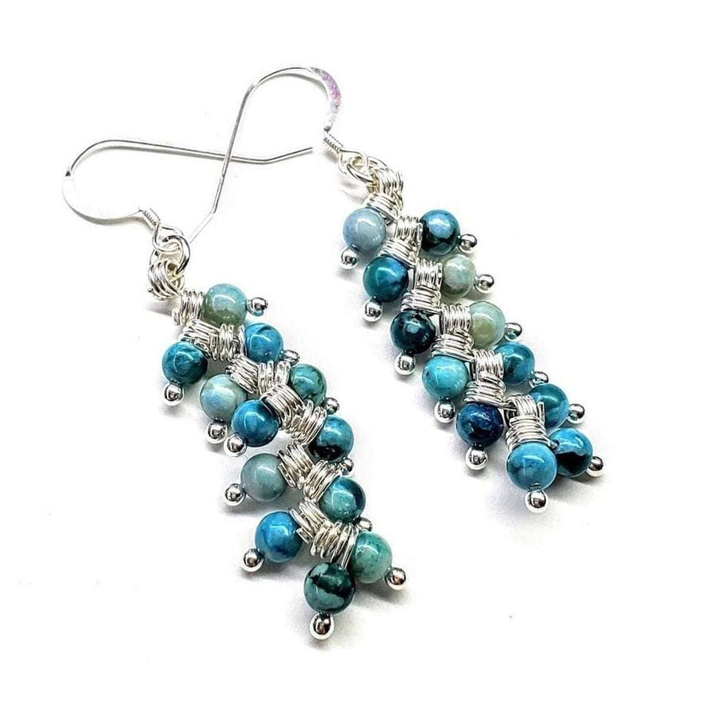 Seen On Jane The Virgin Silver Turquoise Wire Coil Earrings - Che Cose Belle