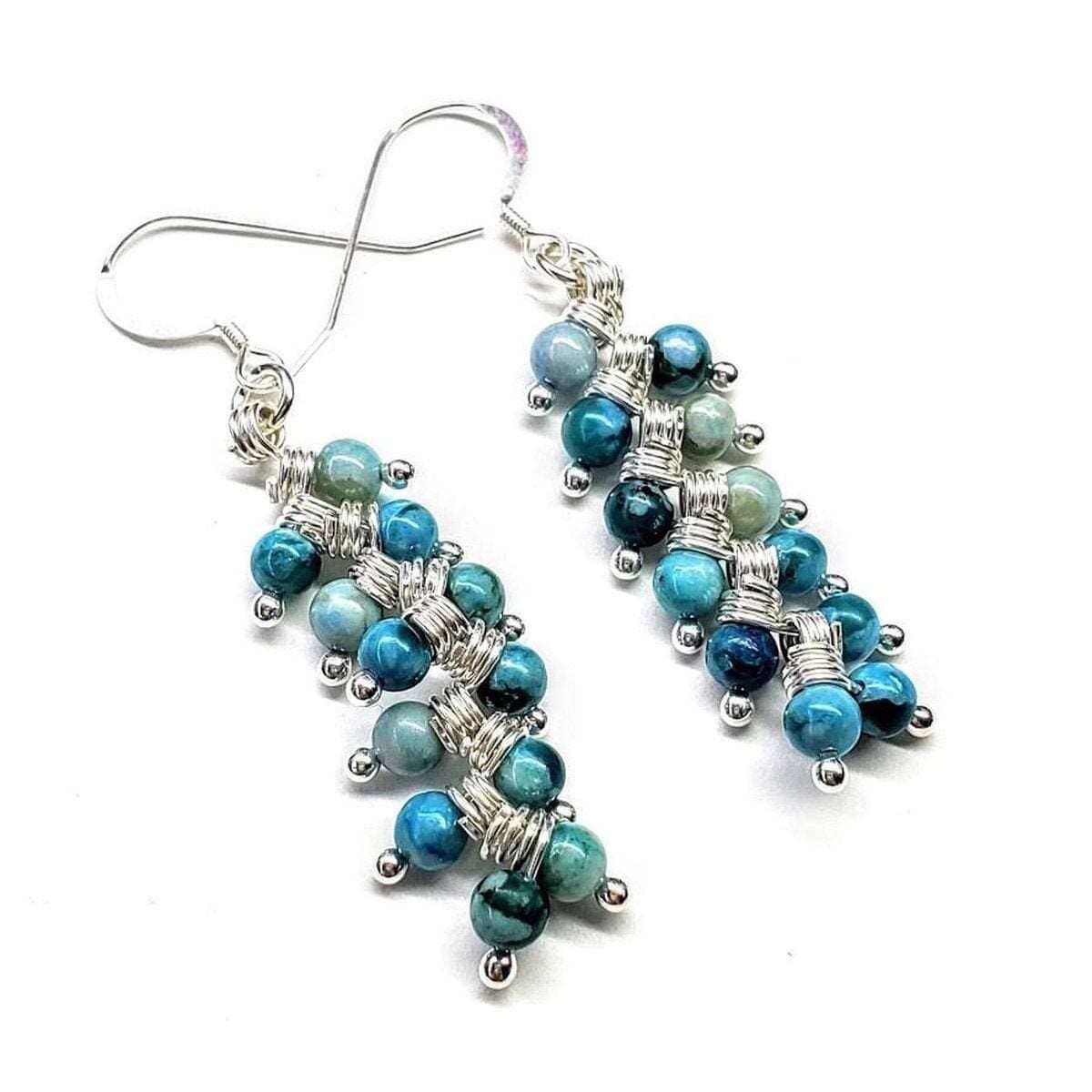 Seen On Jane The Virgin Silver Turquoise Wire Coil Earrings - Che Cose Belle