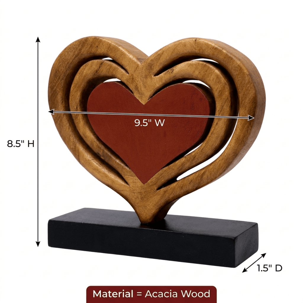 Serene Hearts – Handmade Wooden Sculpture, Elegant Home Decor - Che Cose Belle