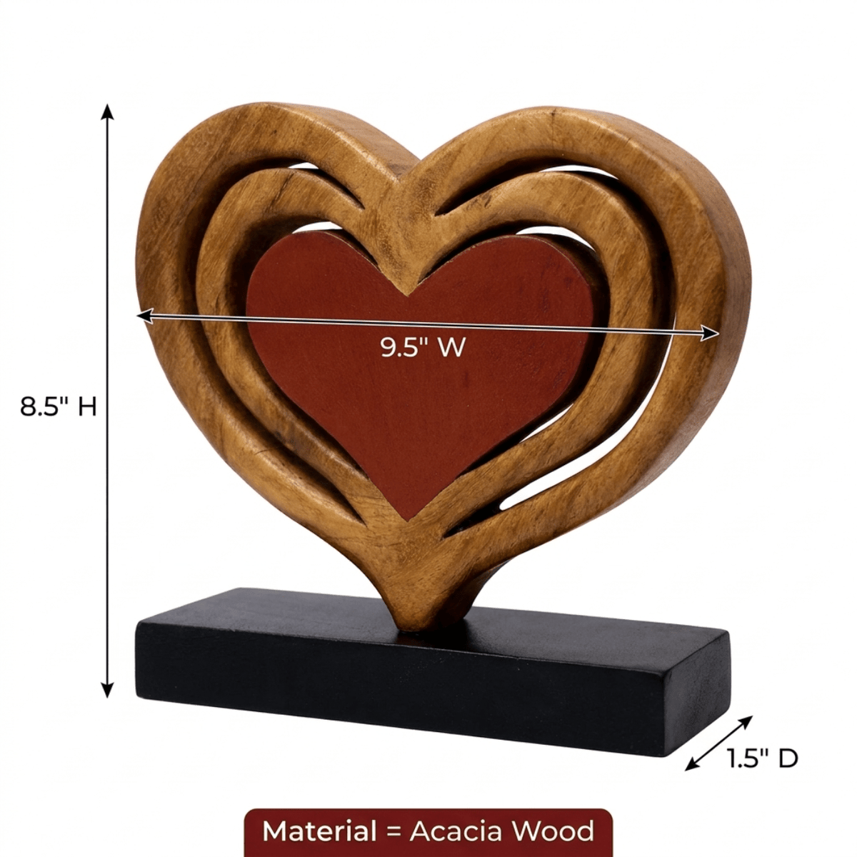 Serene Hearts – Handmade Wooden Sculpture, Elegant Home Decor - Che Cose Belle