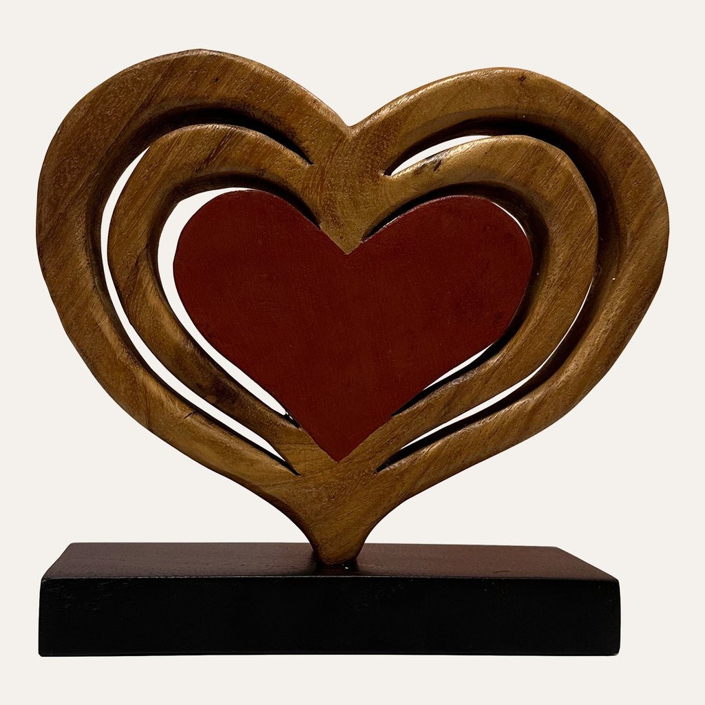 Serene Hearts – Handmade Wooden Sculpture, Elegant Home Decor - Che Cose Belle