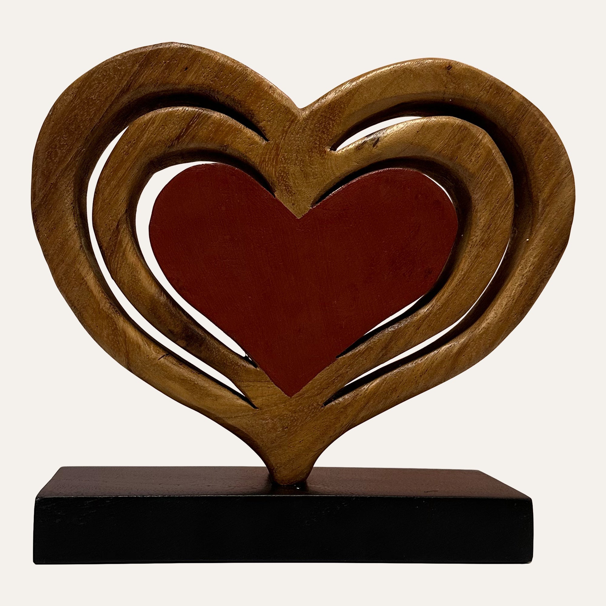 Serene Hearts – Handmade Wooden Sculpture, Elegant Home Decor - Che Cose Belle