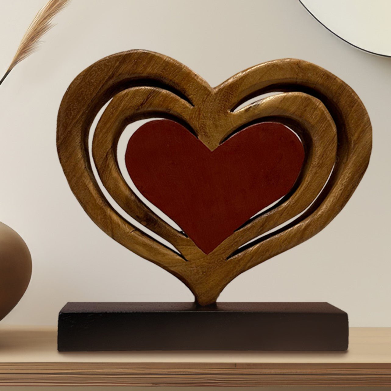 Serene Hearts – Handmade Wooden Sculpture, Elegant Home Decor - Che Cose Belle