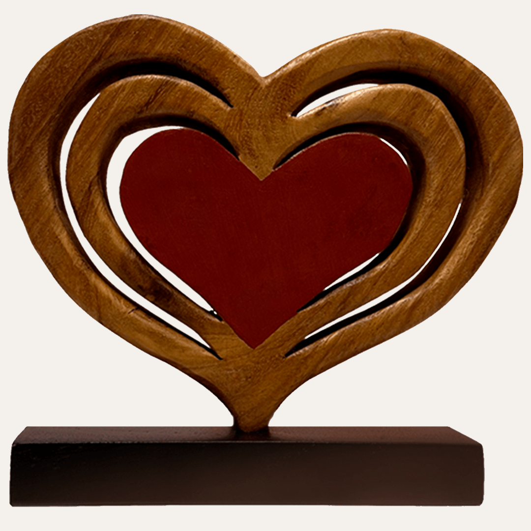 Serene Hearts – Handmade Wooden Sculpture, Elegant Home Decor - Che Cose Belle
