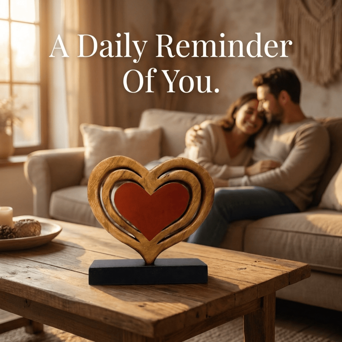 Serene Hearts – Handmade Wooden Sculpture, Elegant Home Decor - Che Cose Belle