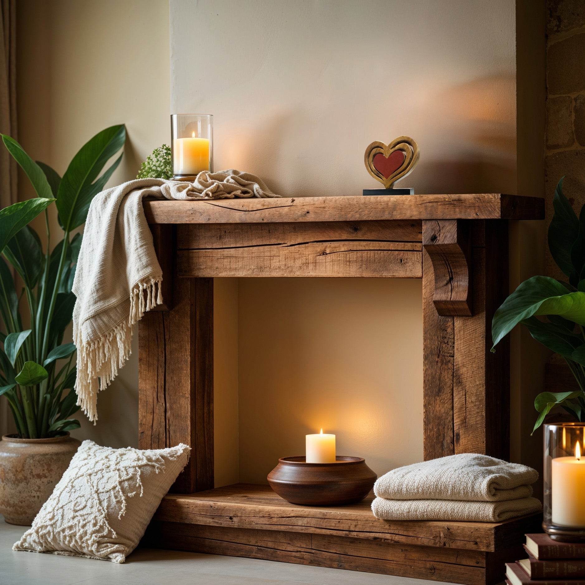 Serene Hearts – Handmade Wooden Sculpture, Elegant Home Decor - Che Cose Belle