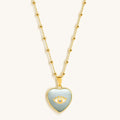Serene Love - Jade Heart Diamond Evil Eye Necklace - Che Cose Belle