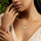 Serene Love - Jade Heart Diamond Evil Eye Necklace - Che Cose Belle