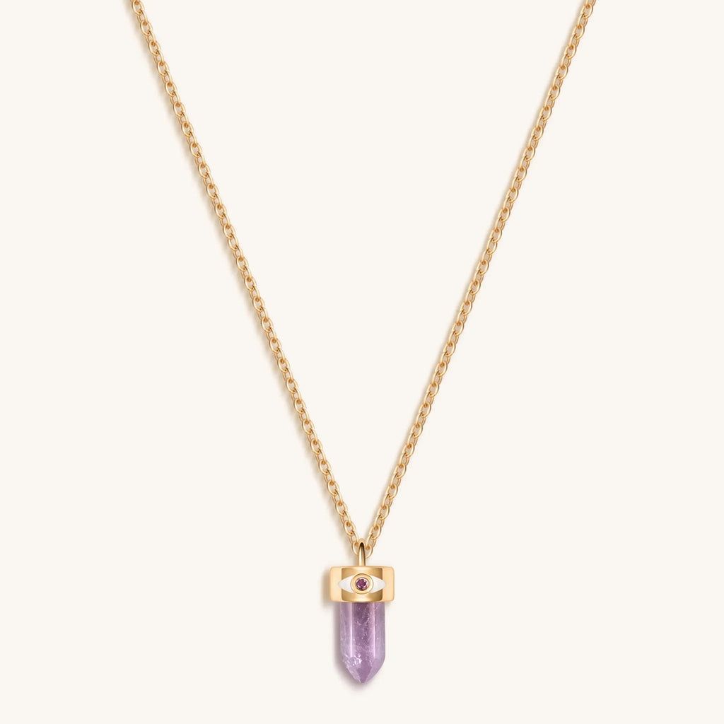 Serene Tranquility - Amethyst Evil Eye Pointer Necklace - Che Cose Belle