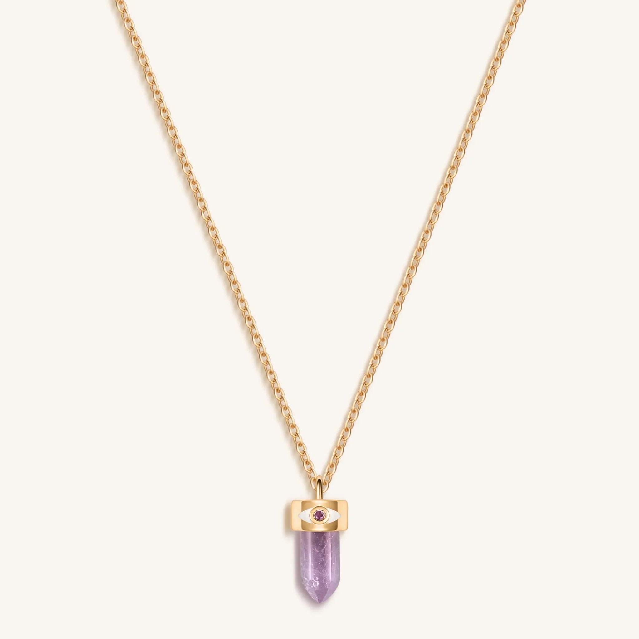Serene Tranquility - Amethyst Evil Eye Pointer Necklace - Che Cose Belle