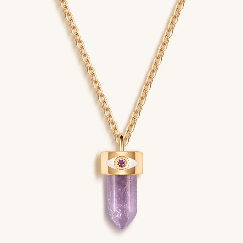 Serene Tranquility - Amethyst Evil Eye Pointer Necklace - Che Cose Belle