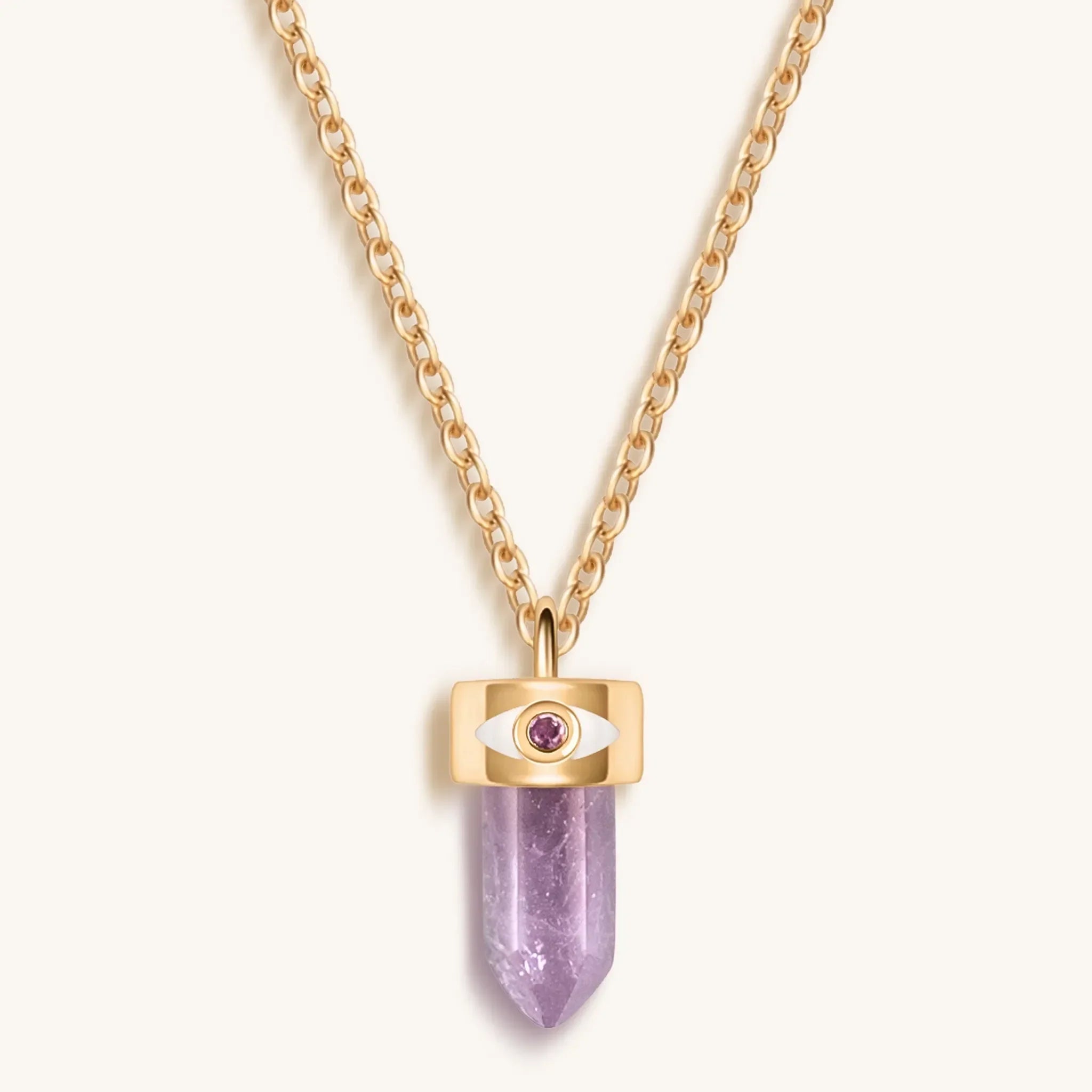 Serene Tranquility - Amethyst Evil Eye Pointer Necklace - Che Cose Belle