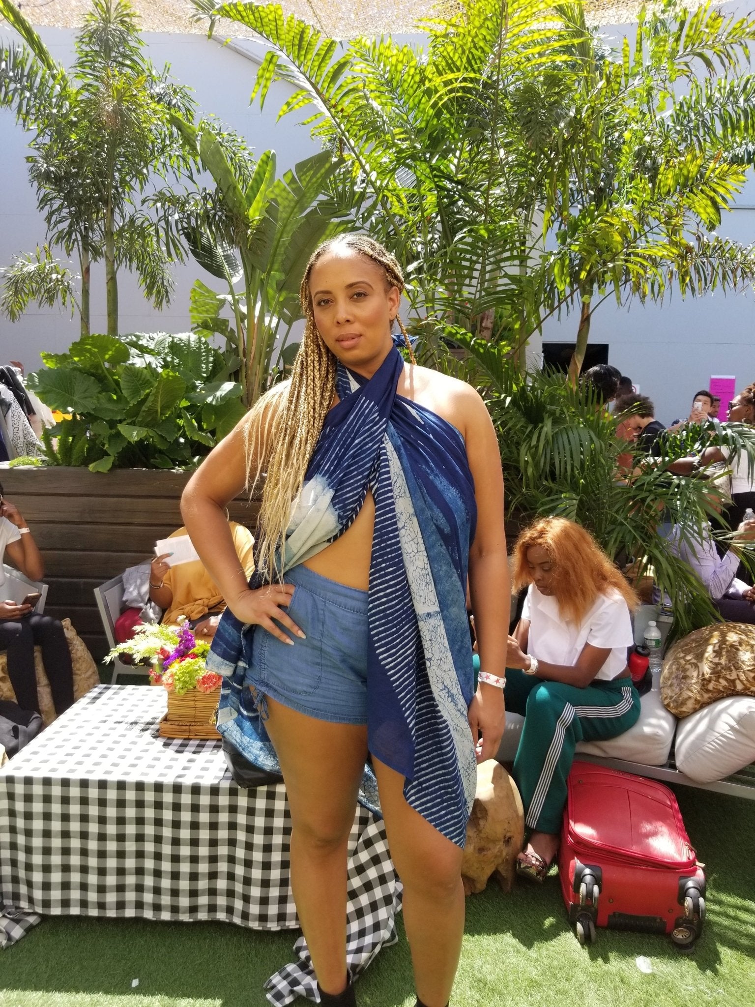 Serenity Indigo handprinted scarf - Che Cose Belle