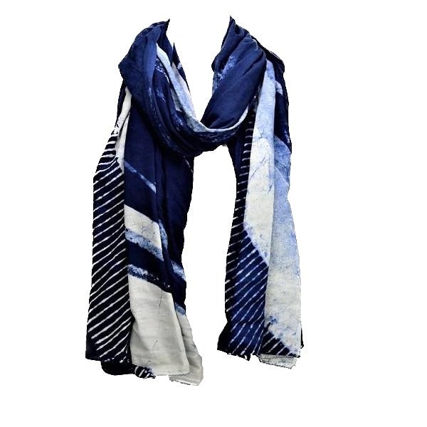 Serenity Indigo handprinted scarf - Che Cose Belle