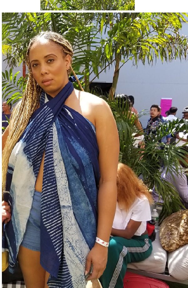 Serenity Indigo handprinted scarf - Che Cose Belle