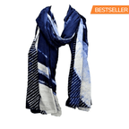 Serenity Indigo handprinted scarf - Che Cose Belle
