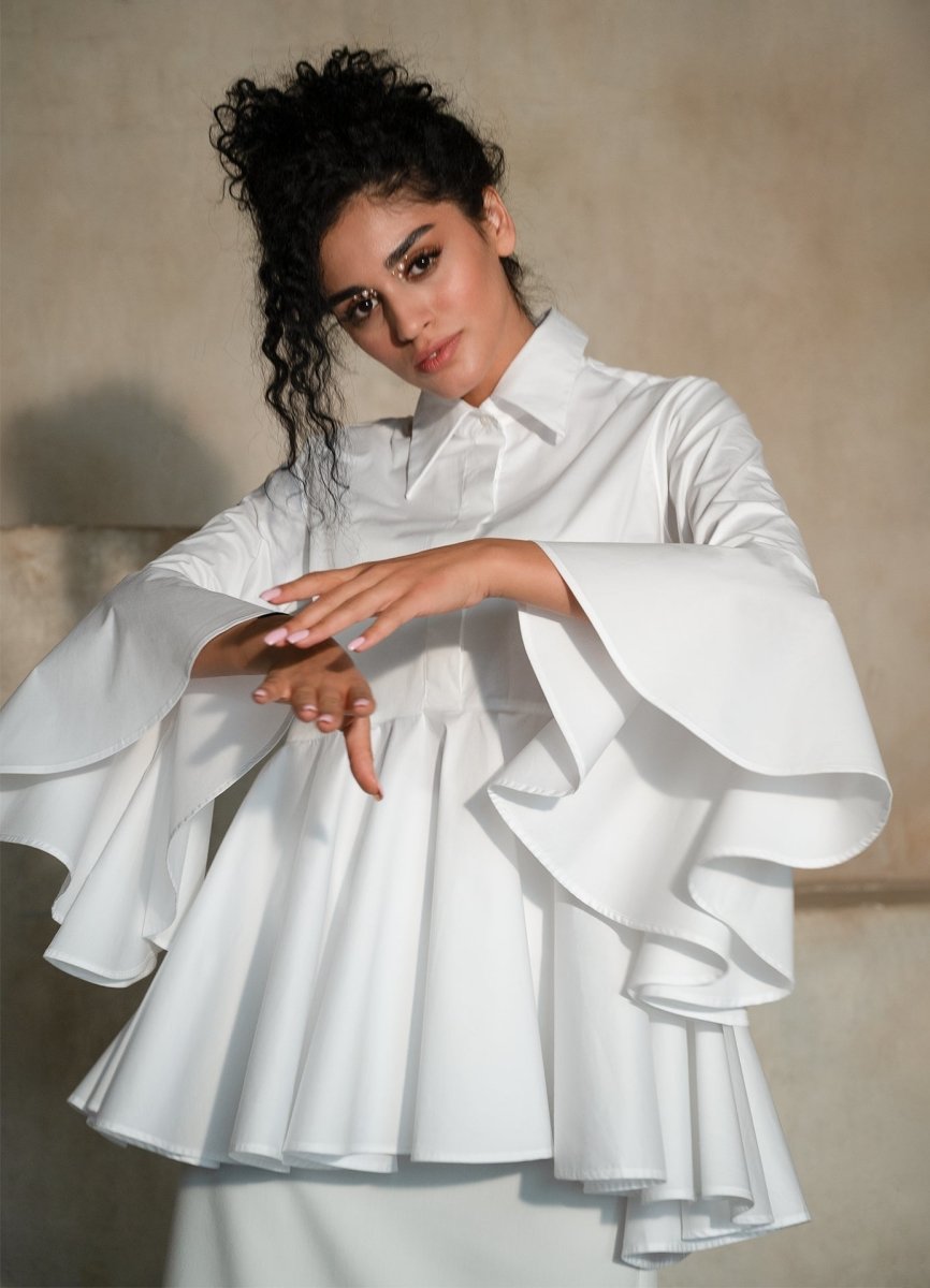 Sesta Italian Design White Gabardine Shirt - Che Cose Belle
