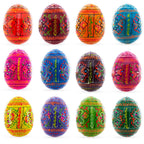 Set of 12 Geometrical Wooden Ukrainian Easter Eggs Pysanky 2.5 Inches - Che Cose Belle
