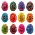 Set of 12 Geometrical Wooden Ukrainian Easter Eggs Pysanky 2.5 Inches - Che Cose Belle