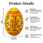Set of 12 Handcrafted Geometric Ukrainian Pysanky Wooden Easter Eggs 2.5 Inches - Che Cose Belle