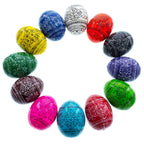 Set of 12 Multicolored Hand Painted Ukrainian Wooden Easter Eggs 2.5 Inches - Che Cose Belle