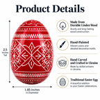 Set of 12 Multicolored Hand Painted Ukrainian Wooden Easter Eggs 2.5 Inches - Che Cose Belle