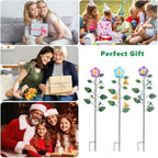 Set of 3 Solar Garden Lights,23'' H Flowers＆Insect Decorative Garden Stakes,Waterproof Metal Spring Yard Art Decor,Solar Stake Lights for Outside,Lawn,Yard,Patio - Che Cose Belle