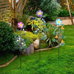 Set of 3 Solar Garden Lights,23'' H Flowers＆Insect Decorative Garden Stakes,Waterproof Metal Spring Yard Art Decor,Solar Stake Lights for Outside,Lawn,Yard,Patio - Che Cose Belle