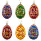 Set of 6 Ukrainian Wooden Easter Egg Ornaments 2.5 Inches - Che Cose Belle