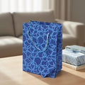 Set of Six Recycled Cotton Gift Bags Tag Blue Circles Design Arcadia Home - Che Cose Belle
