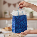 Set of Six Recycled Cotton Gift Bags Tag Blue Circles Design Arcadia Home - Che Cose Belle