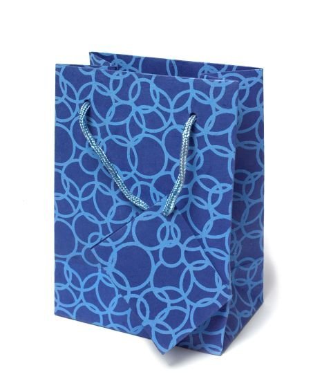 Set of Six Recycled Cotton Gift Bags Tag Blue Circles Design Arcadia Home - Che Cose Belle