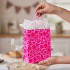 Set of Six Recycled Cotton Gift Bags Tag Pink Circles Design Arcadia Home - Che Cose Belle