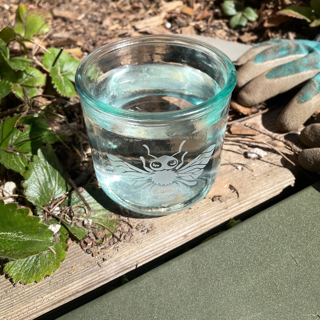Bee Rustic Recycled Glass Candle Cup