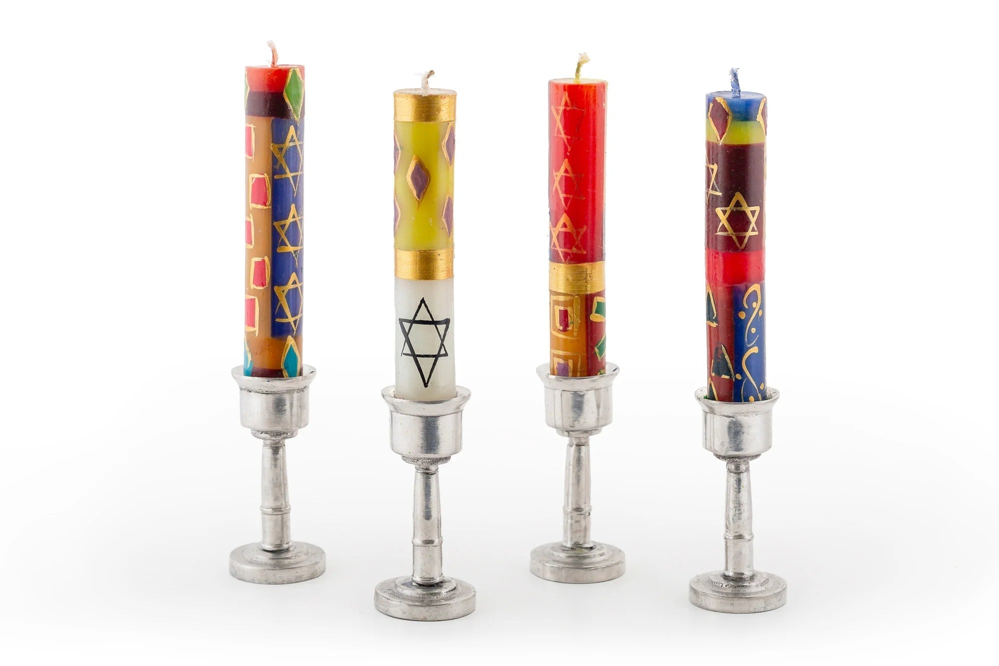 Shabbat Judaica Painted Candles - Che Cose Belle