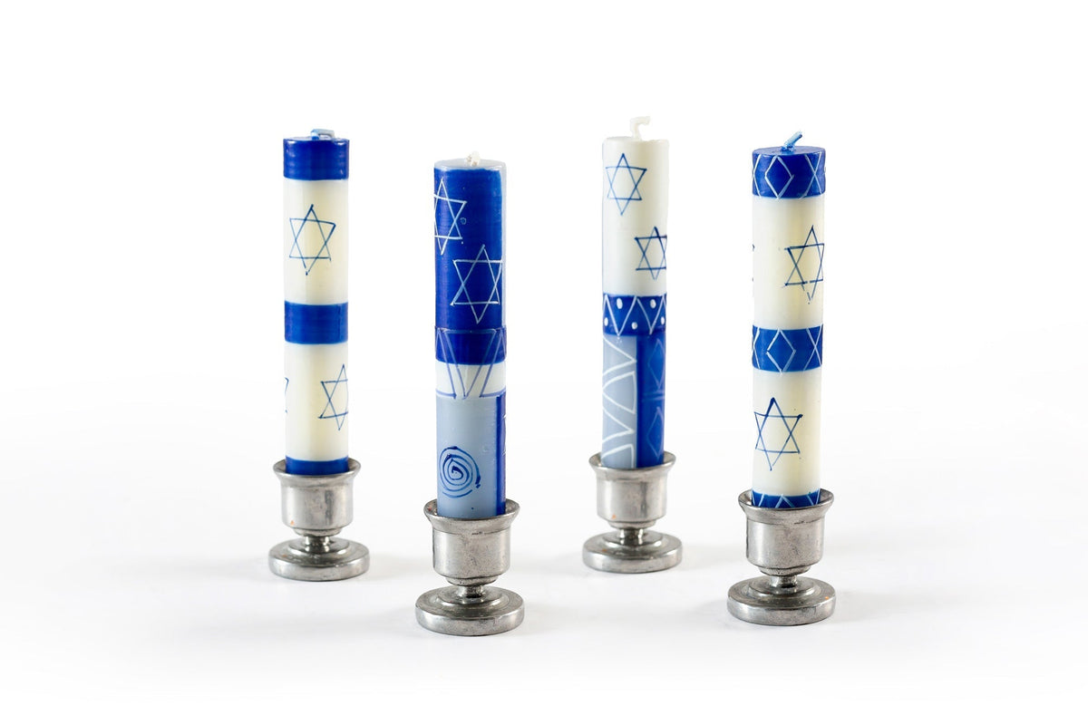 Shabbat Star of David Painted Candles - Che Cose Belle