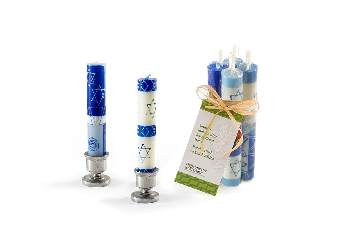 Shabbat Star of David Painted Candles - Che Cose Belle