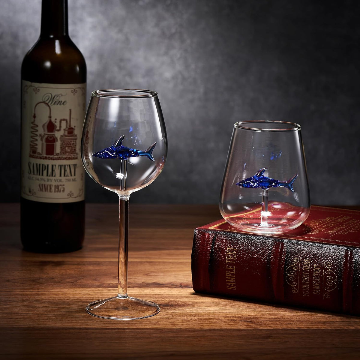 Shark-Inspired Wine Glasses Set of 2 – 13oz - Che Cose Belle