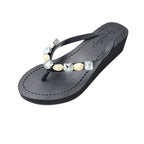 Shell Beach - Mid Wedge Flip Flops with stones - Che Cose Belle
