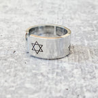 Shema Yisrael Silver or Gold Wide Band Open Back Ring - Che Cose Belle