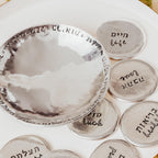 Sheva Brachot Jewish Wedding Gift Set - Pewter Trinket Dish + 7 Blessing Stones - Che Cose Belle