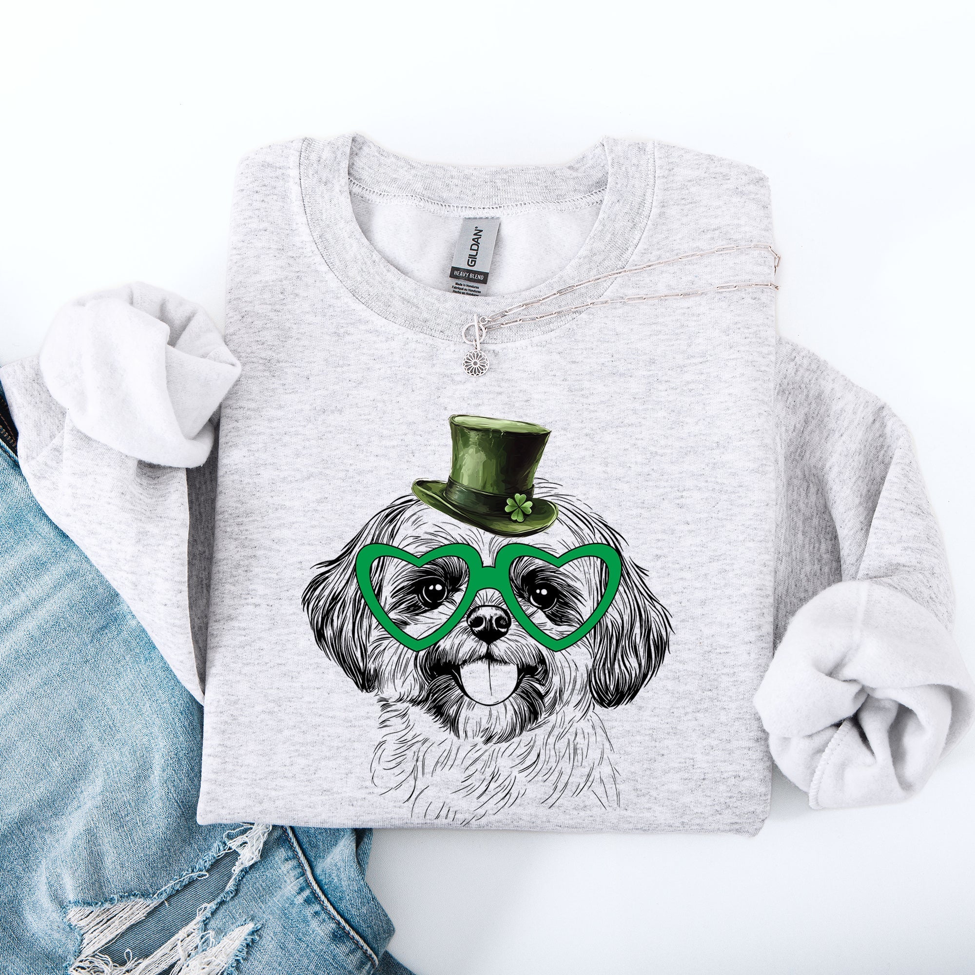 Shih Tzu, Adorable Dog, St Patrick's Day, Lucky, Irish Sweatshirt - Che Cose Belle