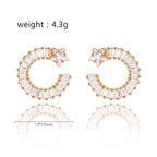 Shooting Star Earrings with White Diamond Cubic Zirconia - Che Cose Belle