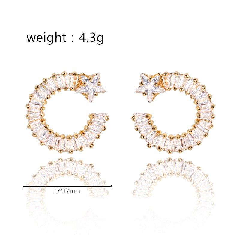 Shooting Star Earrings with White Diamond Cubic Zirconia - Che Cose Belle