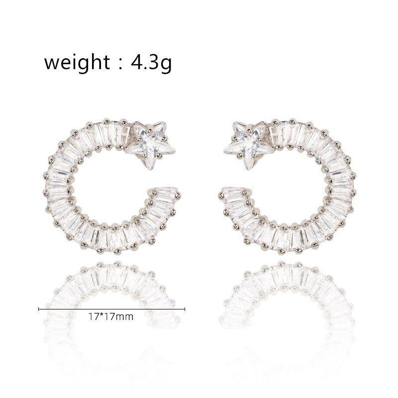 Shooting Star Earrings with White Diamond Cubic Zirconia - Che Cose Belle