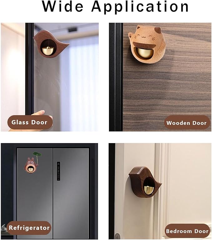 Shopkeepers Bell for Door Opening, Wood Doorbell Magnetic Wind Chime for Refrigerator Room Garden, Cute Decorative Doorbell for Home/Store/Restaurant Door, Creative Gift - Che Cose Belle